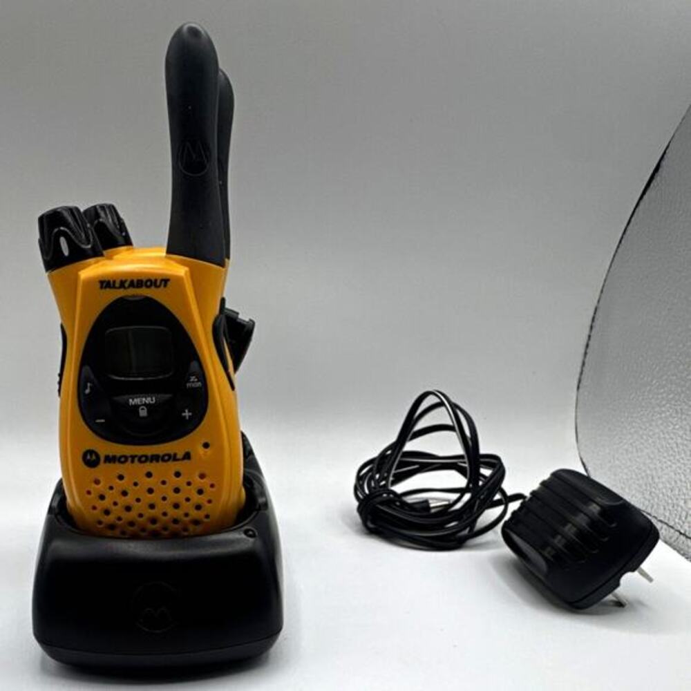 Motorola Talkabout 2-Way Radios w/ Charger Base - 1 Good, 1 Bad Battery